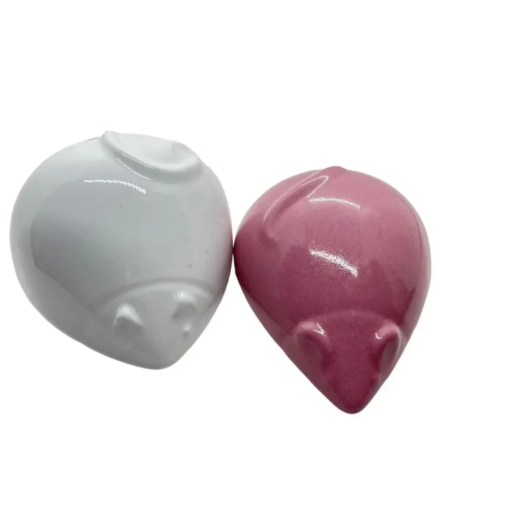 Mice Salt and Pepper Shaker Set Pink White Vintage Kitsch Novelty Kitchenalia